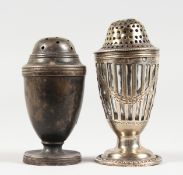 TWO SMALL GEORGE III PEPPERETTES. London 1819 and Circa. 1800.