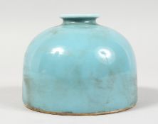 A CHINESE PORCELAIN BLUE GROUND INK POT. 4ins diameter.