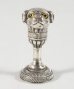 A SILVER PUG DOG DESK SEAL.