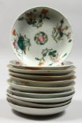 TEN VARIOUS CHINESE SAUCERS. 6.5ins diameter.