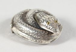 A SILVER NOVELTY SNAKE VESTA.