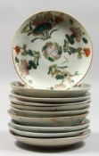 TEN VARIOUS CHINESE SAUCERS. 6.5ins diameter.