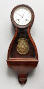 A 19TH CENTURY FRENCH ROSEWOOD CASED DROP DIAL WALL CLOCK, with an enamel circular dial signed Henry