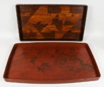 TWO INLAID TRAYS.