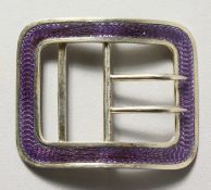 A SILVER AND BLUE ENAMEL BUCKLE. Birmingham 1910.