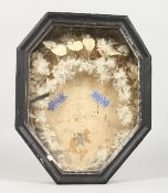 A 19TH CENTURY FRENCH FRAMED AND GLAZED MEMENTO.