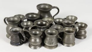 SIXTEEN VARIOUS PEWTER MEASURES.