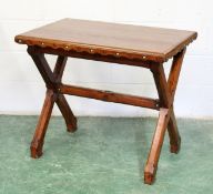 AN ARTS AND CRAFTS PITCH PINE TABLE, rectangular top, 