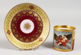 A VIENNA CUP AND SAUCER, rich gold decoration and 