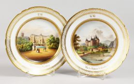 A PARIS PORCELAIN LANDSCAPE PLATE, painted with scenes named on the front 'Vue du Palais du