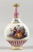 AN 18TH CENTURY MEISSEN PORCELAIN SCENT BOTTLE painted with reverse panels. Crossed swords mark in