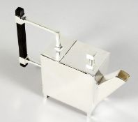 A CHRISTOPHER DRESSER STYLE SQUARE TEAPOT.