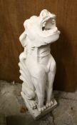 A RECONSTITUTED STONE CASTING OF A GARGOYLE OR FOUNTAIN. 38ins high x 10ins wide.