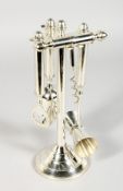 A SILVER PLATED BAR TOOLS/COCKTAIL SET. 10ins high.