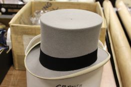A grey top hat.