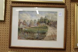 A View of the Village Pond watercolour.