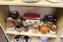 Salt glazed jugs, tankards, a painted Noah's Ark etc.