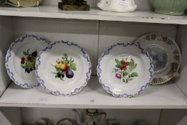 A set of three continental fruit decorated cabinet plates together with another plate.