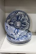 A set of four Chinese blue and white plates.