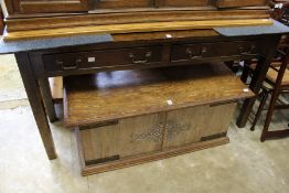A two-drawer side table.
