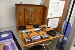 A Mappin & Webb gentleman's leather cased travelling toiletry set.