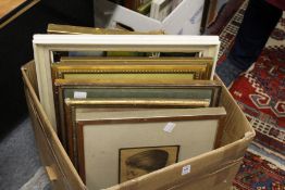 A portrait of a young girl pastel, together with a quantity of other paintings and prints.