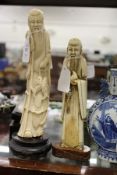 Two early 20th century Chinese carved ivory okimonos.