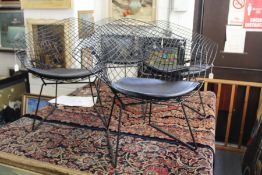 Harry Bertoia, a set of four black wirework 