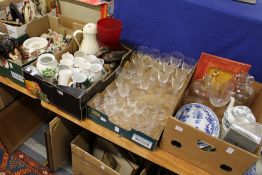 A large quantity of decorative and household china and glass etc.