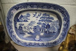 A willow pattern meat dish.