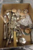 A quantity of silver flatware, napkin rings, trinket boxes etc.