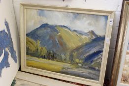 Mountainous Landscape oil on board.