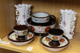 Lustre china and a pair of vases.