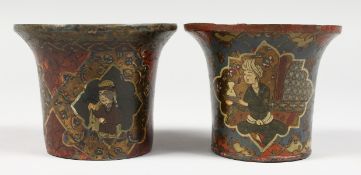 A pair of miniature eastern enamel jardinieres.