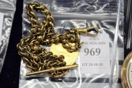 A 9ct gold Albert chain mounted with an African gold coin.