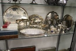A quantity of plated items, pewter tankards etc.