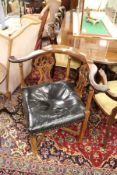 A George III mahogany corner armchair (faults).