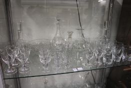 A quantity of glassware to include decanters.