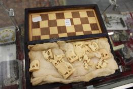 A boxed chess set.