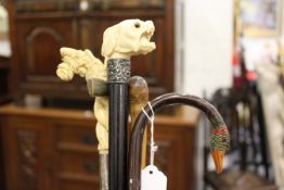 A good collection of walking canes.