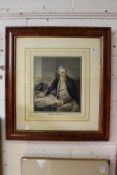 A hand coloured engraving of Captain Cook.