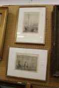 Two engravings depicting sailing ships.
