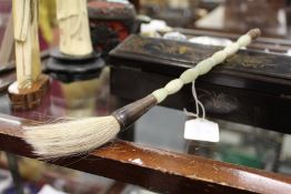 A good Chinese jade and horn handled brush