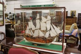 A large model of a gun ship 