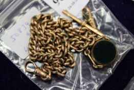 A 9ct gold Albert chain with fob seal.