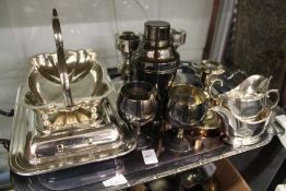 A large plated tray and other items.