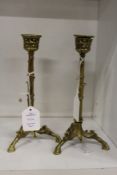 A good small pair of brass candlesticks on hoof feet.