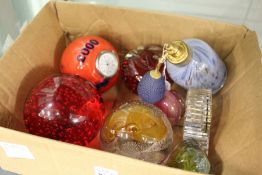 Glass paperweights, scent bottle etc.