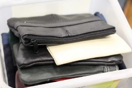 Ten leather pouches.