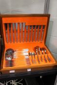 A cased set of stylish cutlery.
